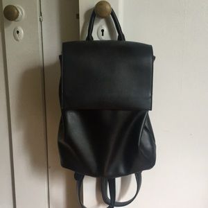 Black Faux Leather adjustable strap backpack
